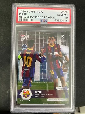 2020 UCL Topps Now UEFA Champions League PEDRI RC Card #5 FC BARCELONA PSA 10