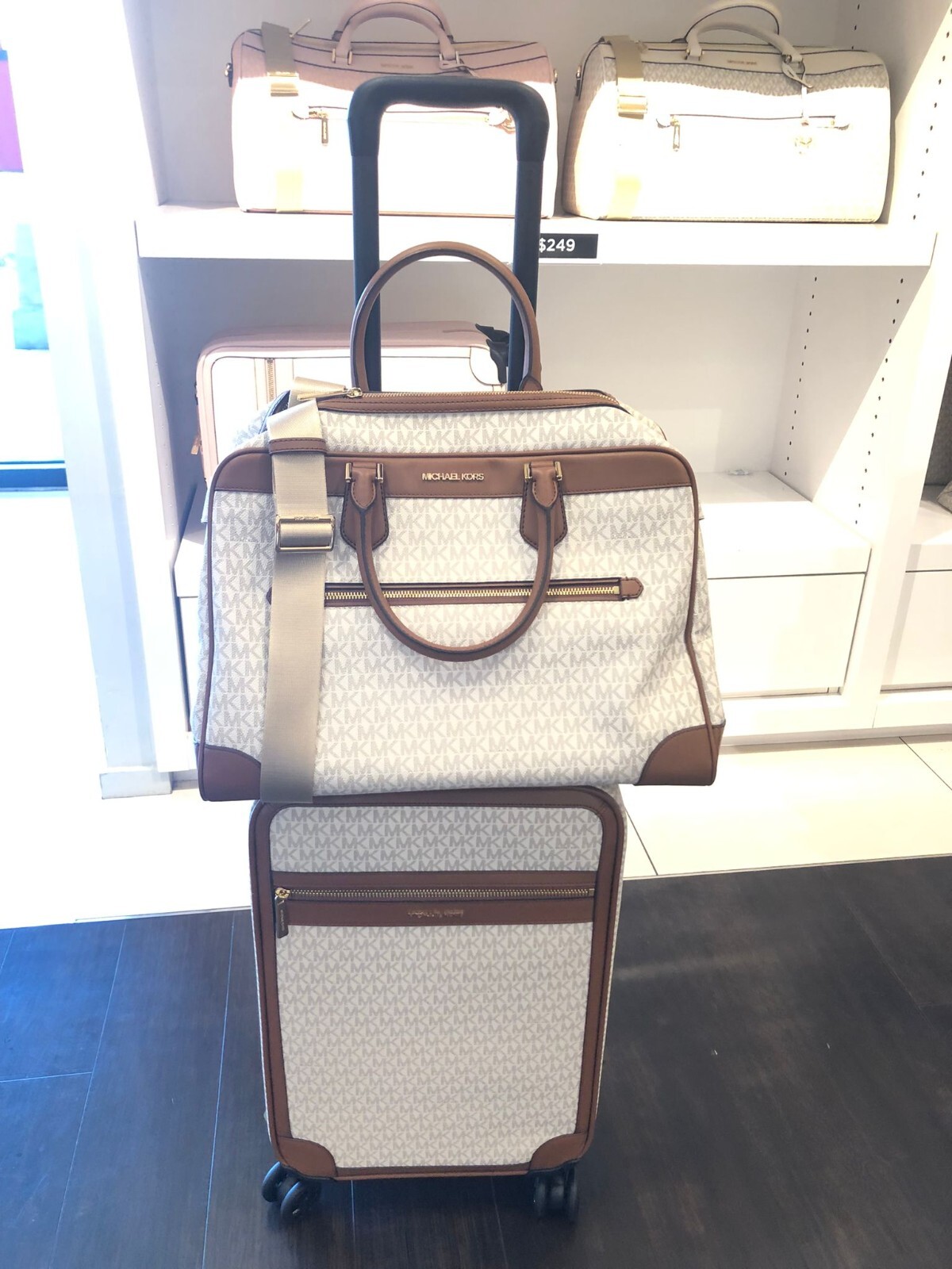 MICHAEL KORS LADY WOMEN ROLLING TRAVEL TROLLEY SUITCASE+LG W