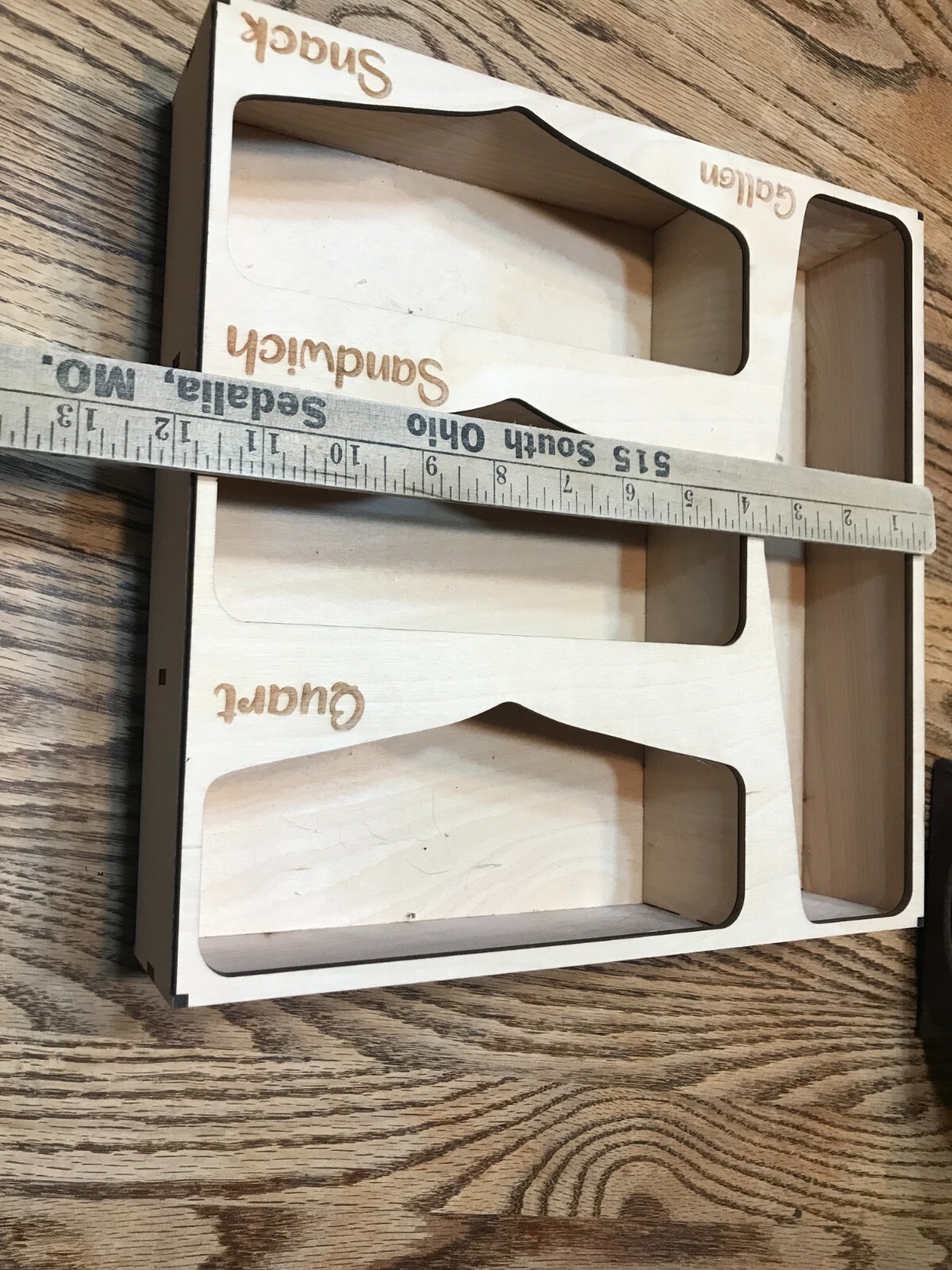 Wooden Wood Ziploc Storage Bag Organizer Unused No Box