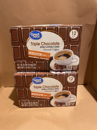 Great Value Triple Chocolate K-Cups 12 Count 2 Boxes 24 Total New