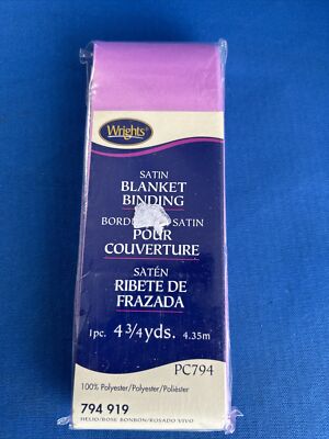 Wrights Satin Blanket Binding Rose Bonbon 2'' Wide Crafts Sewing Baby NEW 4.75yds