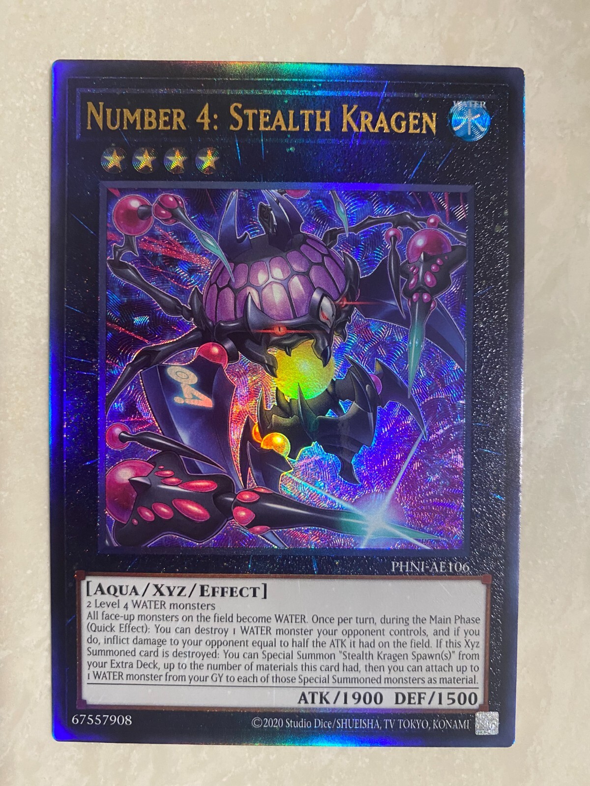 YuGiOh PHNI-AE106 Ultimate Rare Number 4: Stealth Kragen YuGiOh PHNI-AE106 Ultimate Rare Number 4: Stealth Kragen