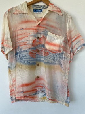 Vintage Op Ocean Pacific Mens Hawaiian Sunset Short Sleeve Button Up Shirt M