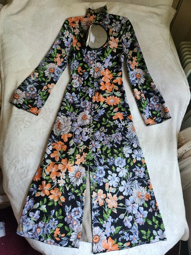 Pre-owned Rabanne H&m X Paco  Jacquard Knit Cut-out Floral Dress Sz Xl In Printed Orange/ Gold/silver/black
