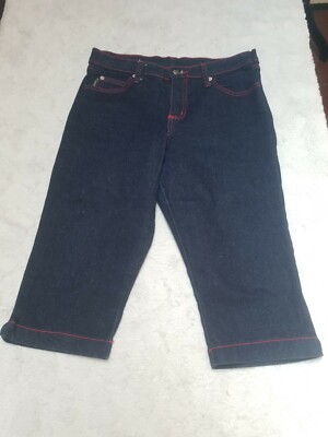 Watch L.A. Women's Size 15-16 Blue Denim Cuffed Bermuda Jean Shorts Five-Pocket