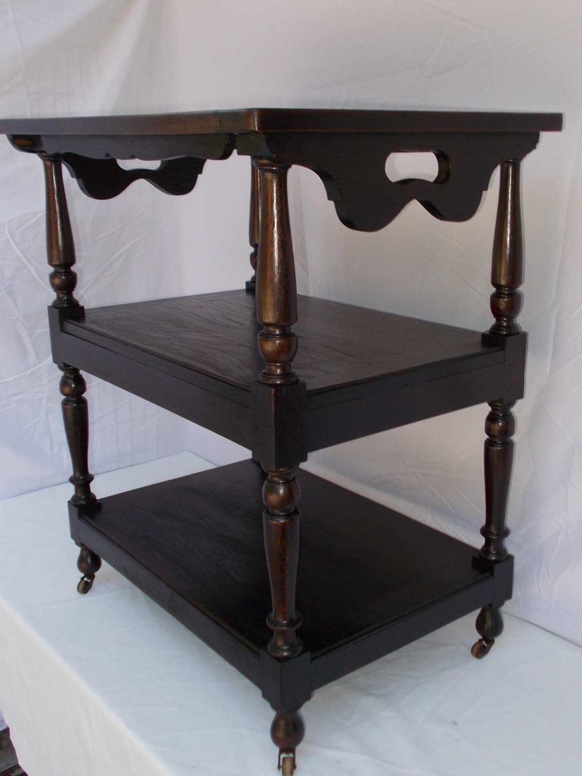 rare Antique Butler removable sliding  Tray cart hand carved European estate