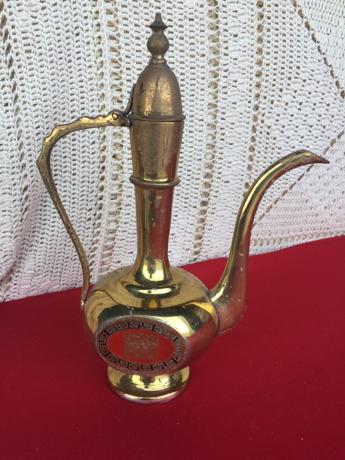 VINTAGE Chinese Spot of Tea Brass Aladdin Pitcher Teapot & Lid UNIQUE DESIGN 9/6