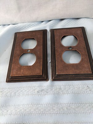 2 Brass /Copper stair step  2 Gang Double receptacle  Wall plate
