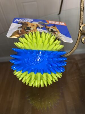 Nerf Dog -  Blue/Green 2.5  Small Spike Ball ~ Squeaky Dog Toy