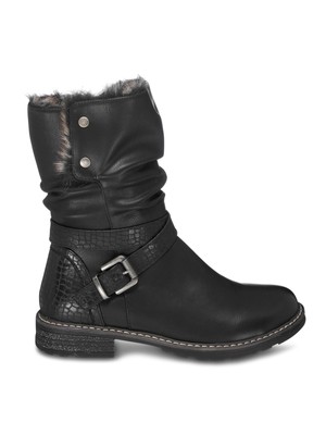 

GC SHOES Женские Черные Нескользящие Кожаные Зимние Ботинки Sherpa с Круглым Носком, Черный, BAILEY