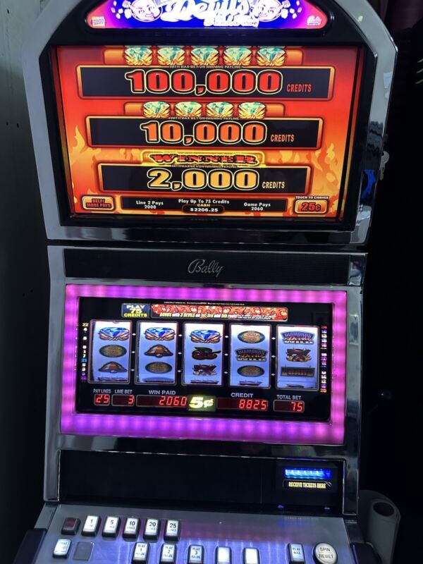BALLY Alpha S9000 Diamond Devil Deluxe , 5 Reel With LCD Monitor Slot MACHINE.
