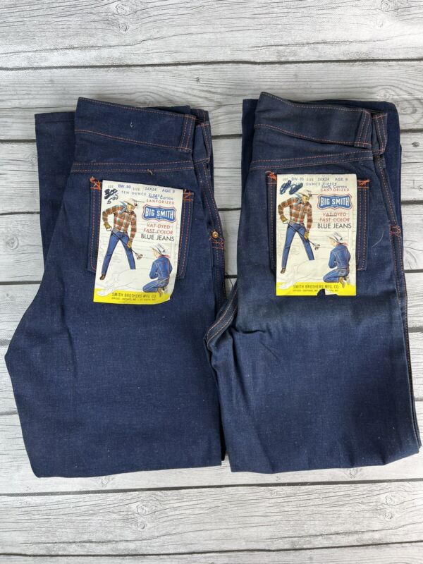 VTG 1950s NOS Big Smith Union Sanforized Boys Denim Jeans Blue Lot Of 2