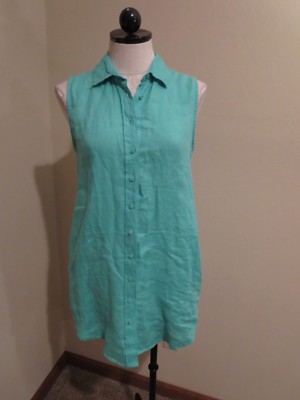 Onia Kaylee Cover Up sleeveless linen tunic mini dress button down emerald