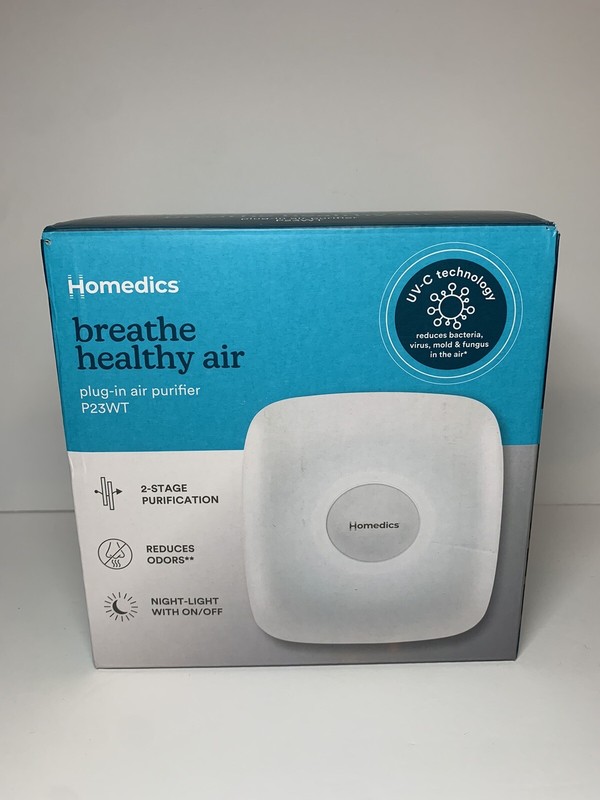 NEW Homedics Breathe Healthy Air Plug-In Air Purifier P23WT UV-C