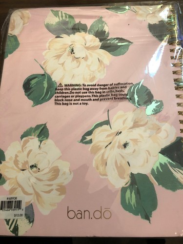 Ban.do - Rough Draft Spiral Lined Notebook - Floral Pink Cream White Flowers