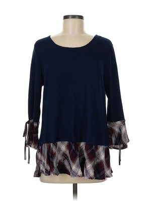 NWT Krazy Kat Women Blue 3/4 Sleeve Top M