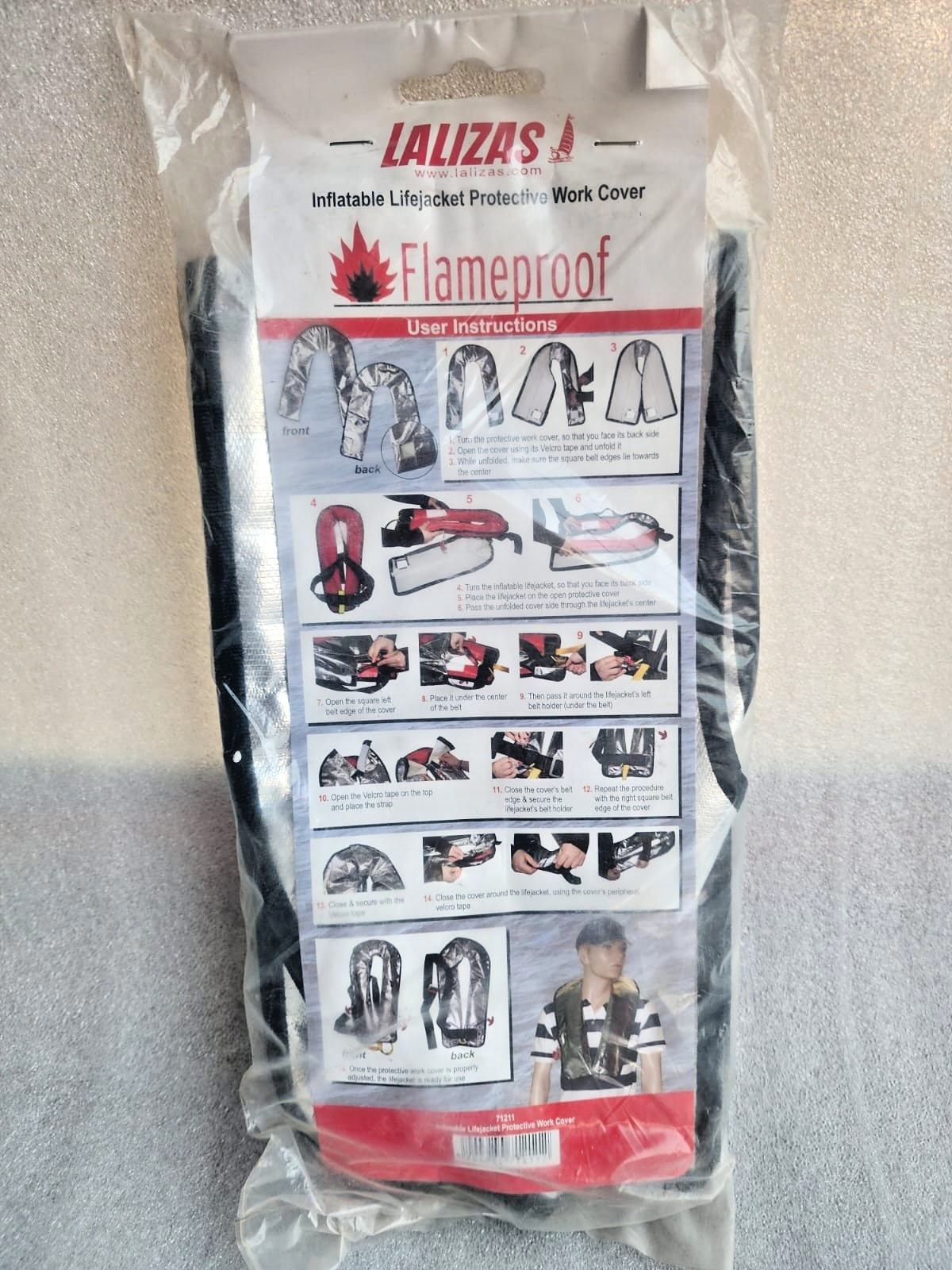 LALIZAS Inflatable Lifejacket Flameproof Protective Work Cover Marine Safety