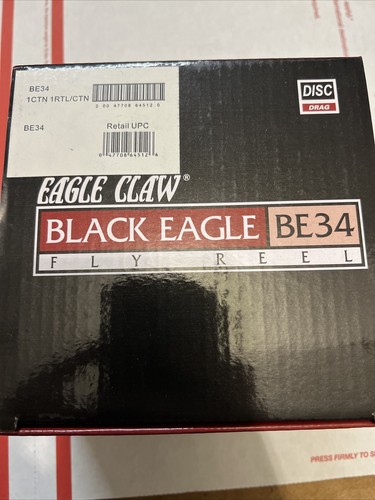 Eagle Claw BE34 Black Eagle Fly Fishing Reel Ambi 1:1 Ratio