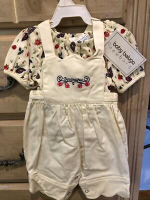 NEW with tags, Baby Beluga Girl's 2 pc Overall Outfit.  Size 0-6 month