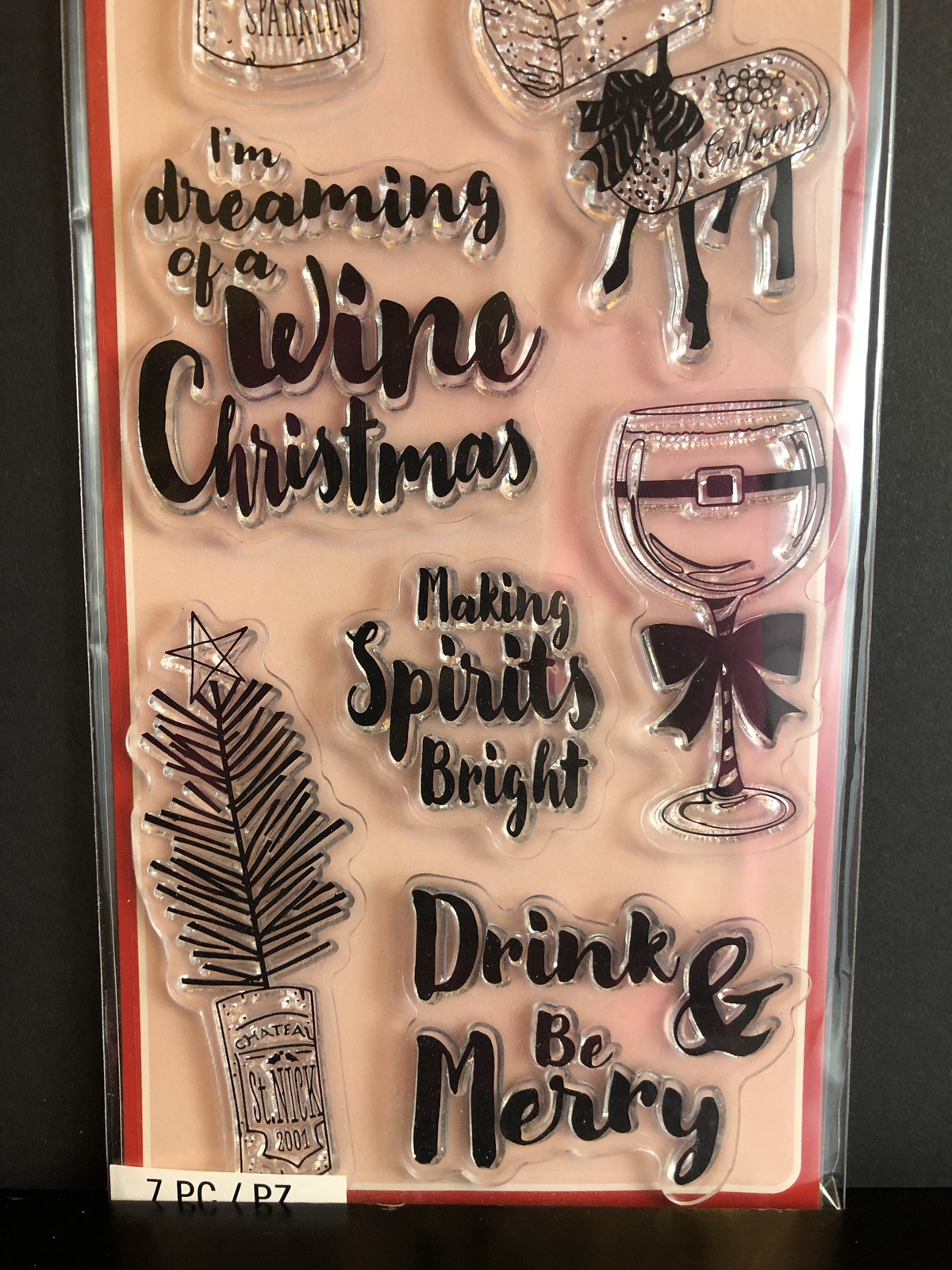 Wine Christmas Making spirits bright Clear Stamp Set New Indadinkado