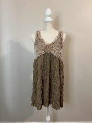 Y2K Vintage Pretty Angel Boho Fairy Grunge Brown Tan Dress Sz XL