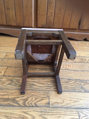 Vintage Upholstered 24” Tall Wooden Doll Chair