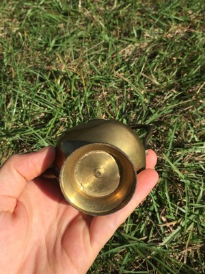 Vintage Etched Brass Genie Oil Lamp Teapot Hinged Lid Excellent Cond Very Old