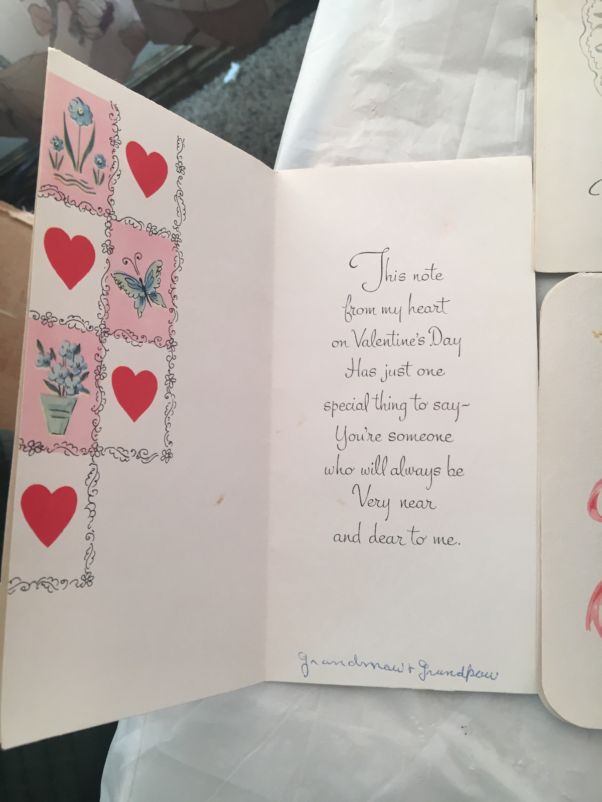 3 Vintage Valentine Cards Hearts Flowers Victorian Style