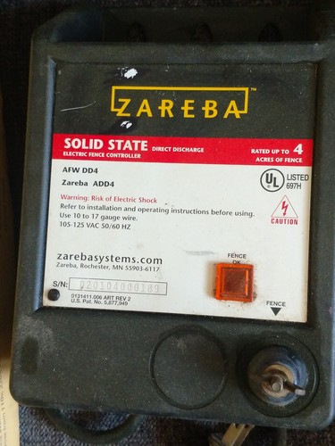 Zareba 4 Acre Electric Fence Controller. Model afwdd4 ADD4 WORKS Free Shipping!