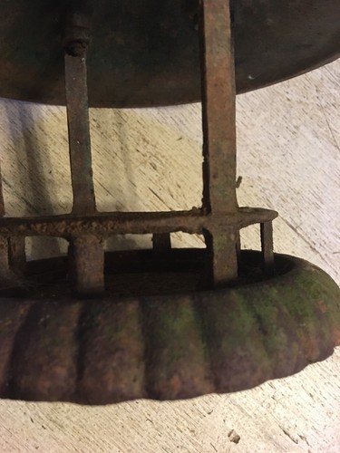 Vintage Cast Iron Bird FEEDER Hanging chain Architecural Rustic Beautifully aged