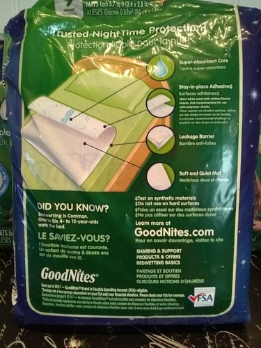 Goodnites Disposable Bed Mats ~ 3 Pkgs of 9 Pads ~ Discreet ~ FP556