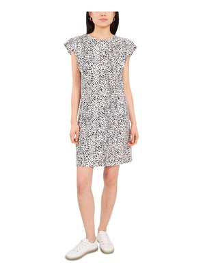 

VINCE CAMUTO Женское короткое платье-футболка с круглым вырезом цвета слоновой кости, Цвет слоновой кости
