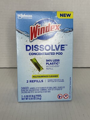 1 Box Windex Dissolve Concentrate MultiSurface Cleaner Refill Pods 2 Pack / Box
