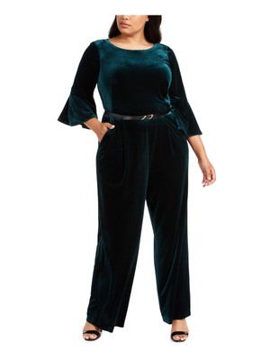 

Женский зеленый вечерний комбинезон с широкими штанинами и поясом CALVIN KLEIN Plus