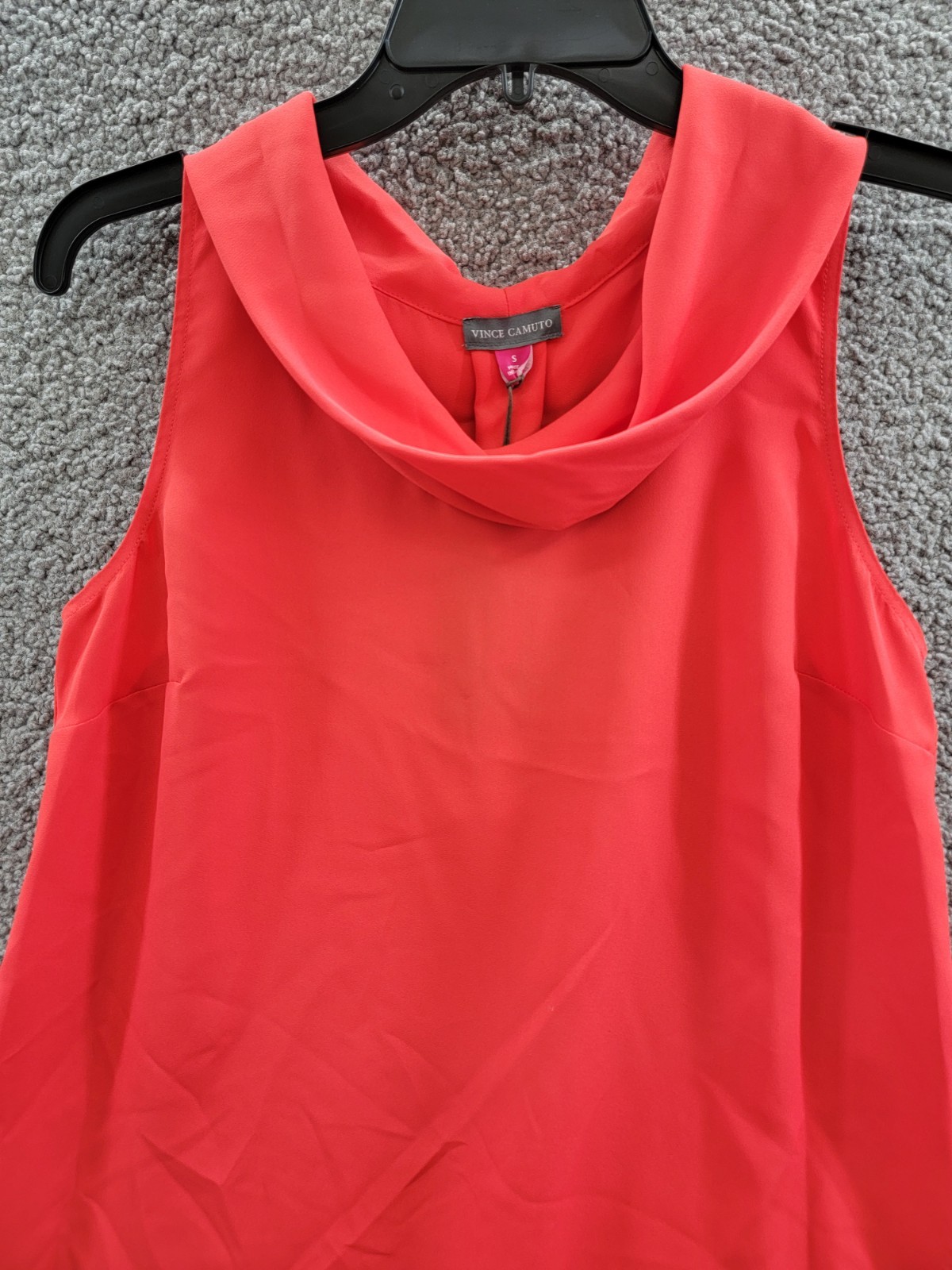 Vince Camuto Sleeveless Cowl Neck Top Women's S Tulip Red Keyhole Back Pullover - Picture 3 of 15