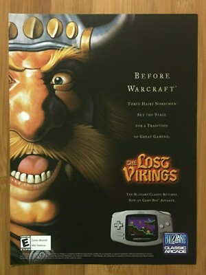 Lost Vikings GBA 2003 Vintage Print Ad/Poster Official BLIZZARD Promo Art Rare!