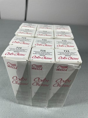 LOT OF 12 - WELLA COLOR CHARM PERMANENT DYE GEL 2oz - 725-SUNLIGHT BLONDE BROWN