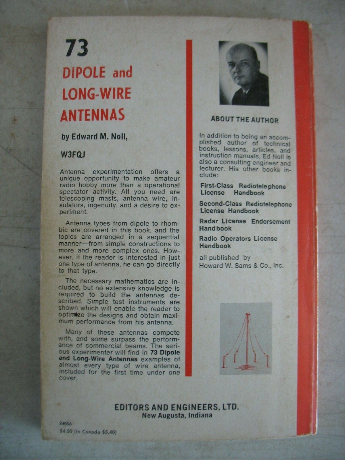 Vintage 73 Dipole and Long Wire Antennas Softcover book by Noll 1979  W3FQJ