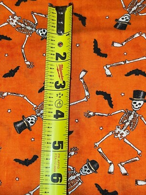 MODA Halloween Ghostly Greetings 100% cotton fabric yard 36 x 44 Skeletons Orgn
