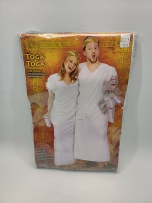 Spirit Toga Toga Adult Costume With Gold Headpiece Halloween Frat One Size NIP 