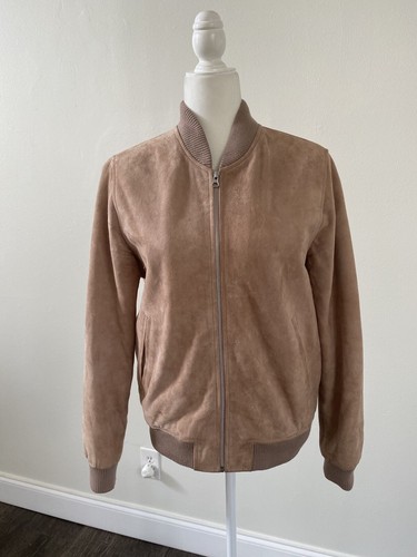 TOPMAN Women’s Suede Soft Pink Pockets Full Zip Bomber Jacket Sz S