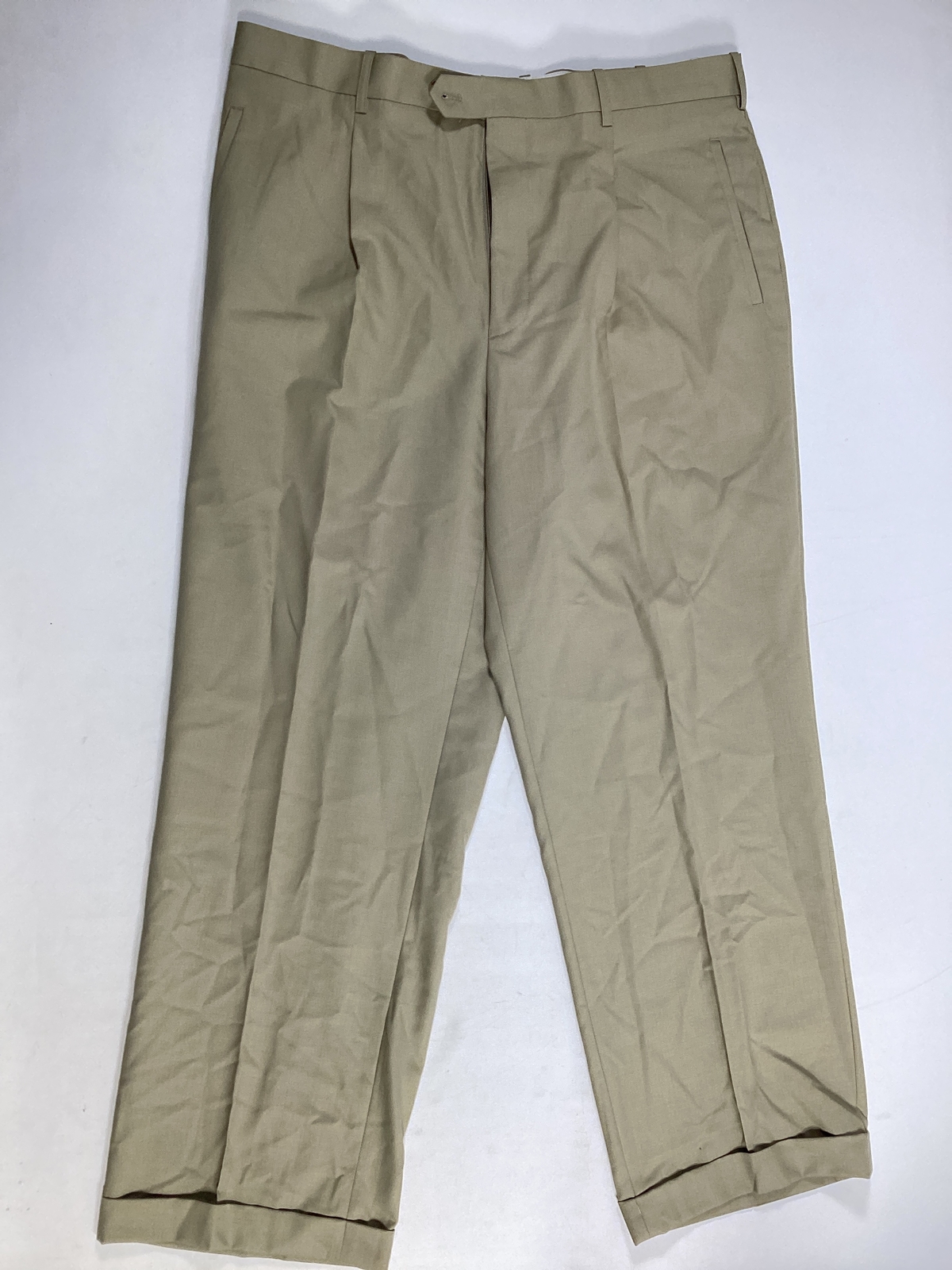 Mens Firado Rome Beige Dress Pants Size 38x29 Pleated Cuffed EUC