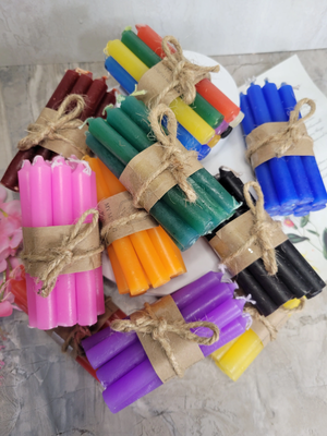 Packs of 10 colored spell candles, 4'' chime candles for spells, ritual candle