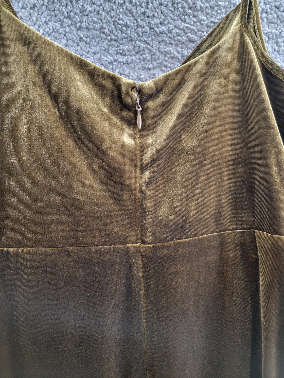 Taylor Petite Cowl-Neck Sleeveless Midi Velvet Dress Women's 8P Olive Back Zip~ - Picture 12 of 16