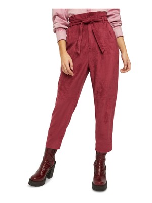 

Женские красные укороченные брюки из искусственной замши FREE PEOPLE с поясом. Размер, Красный, OB1231389