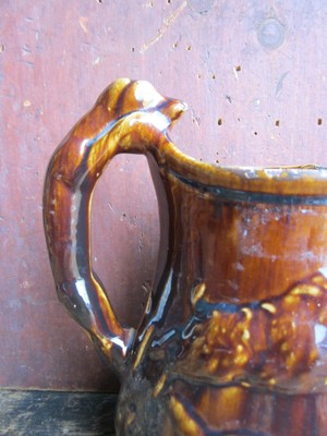 Civil War Era Victorian Rockingham Hound Handle Pitcher Fragment Relic Condition