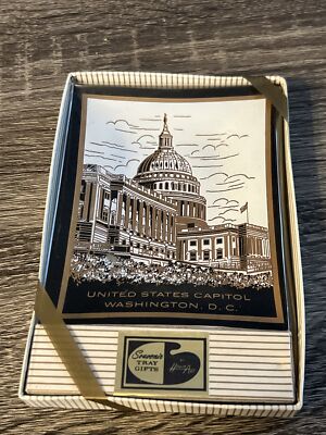 New Vintage 1960 s Houze Art Glass Tray US Capitol Washington DC - Never Opened