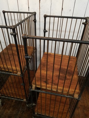 Pair Antique Vintage Factory Industrial Carts Printers Bindery Carts