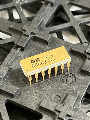 Vintage Gold CPU IC Semiconductor National/NEC DH0034D 14-Pin Chip