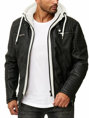 Redbridge Herren Jacke Kunst- Lederjacke Schwarz Bikerjacke Übergangsjacke Air